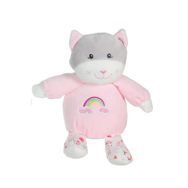  rainbow musical soft toy cat pink 15 cm 